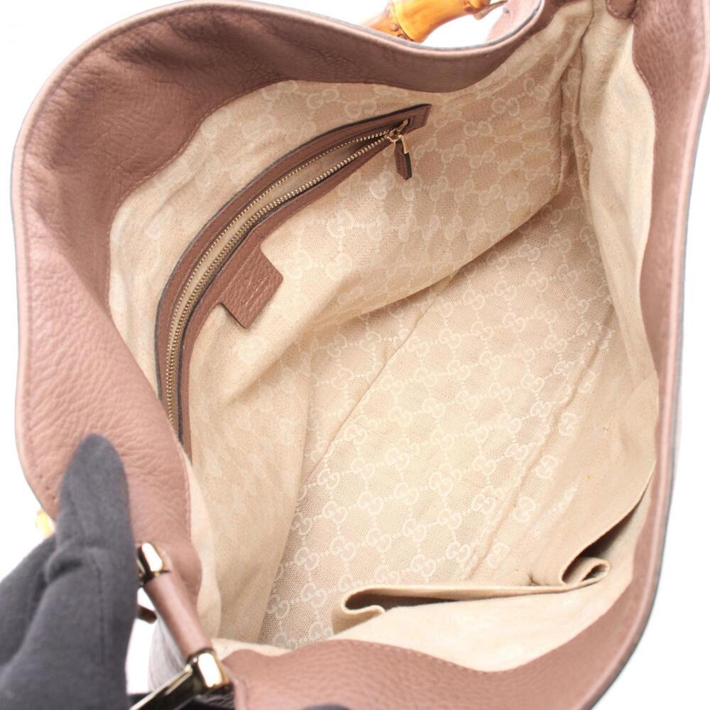 GUCCI Authentic Pink Leather Bamboo Shoulder Bag - Picture 3 of 8